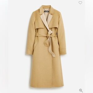 NWT J Crew Harriet Trench Coat Double Faced Blend BU070 sz L khaki honey